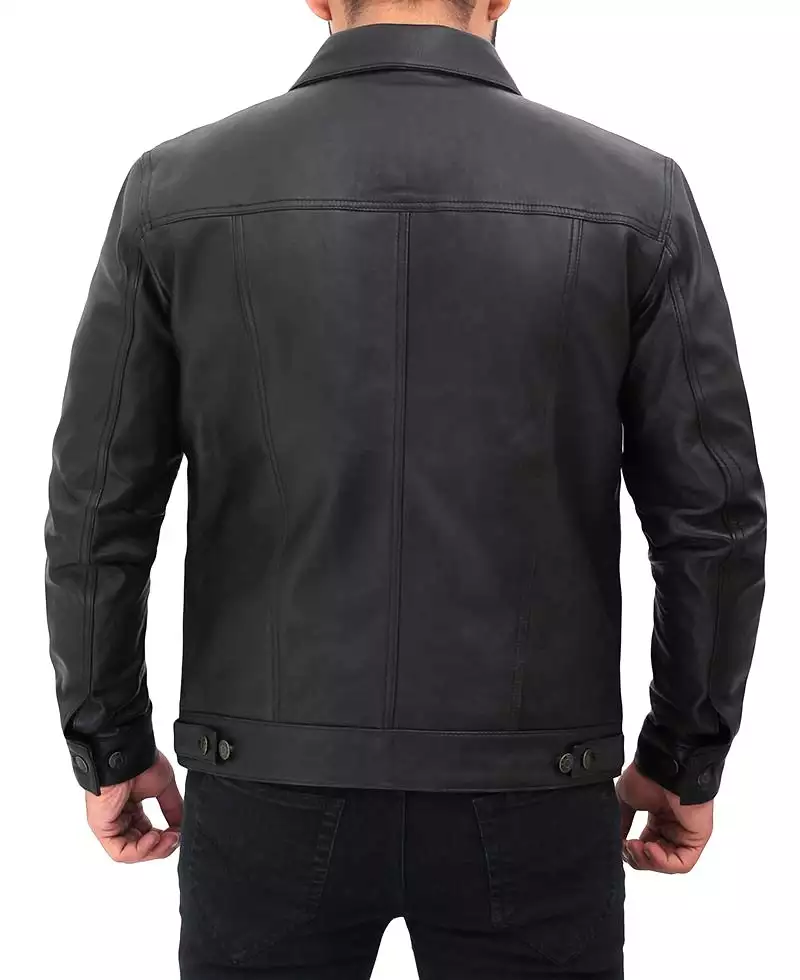 Black Leather Trucker Jacket