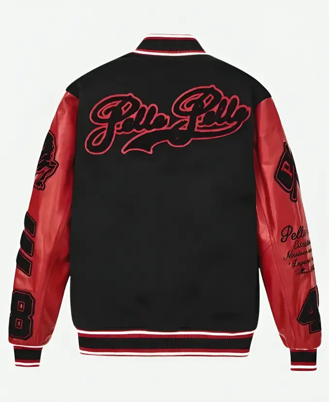 Pelle Pelle Black and Red Varsity Jacket