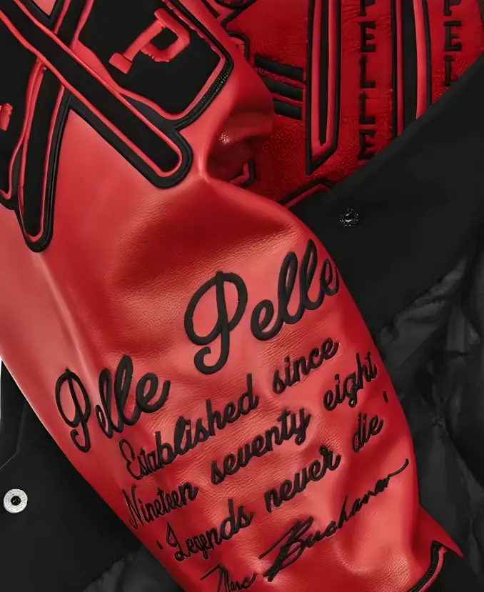 Pelle Pelle Black and Red Varsity Jacket