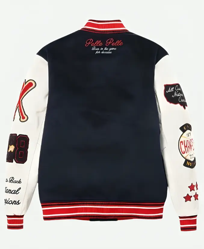 Pelle Pelle Navy Blue Wool Varsity Jacket